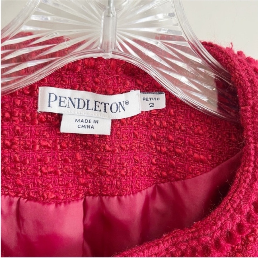 Pendleton Jacket Red Tweed Pockets Large Buttons … - image 5